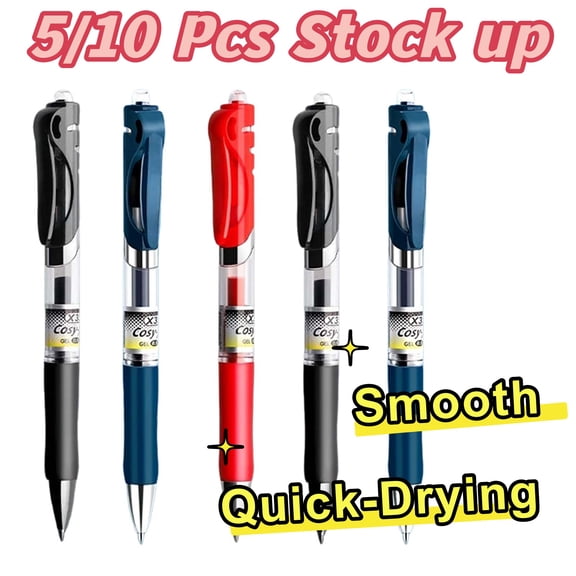 Gel Pens Quick Drying Retractable 0.5mm, Smooth Office Writing 10 Pack _ Black