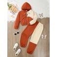 thumbnail image 2 of Kucnuzki 10 Years Big Girls Winter Outfits 11 Years Big Girls Clothes Sets Fashin Long Sleeves Hoodie Sweatshirt Butterfly Print Tank Top Color Block Pants 3pcs Pant Sets Orange, 2 of 10