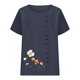 thumbnail image 1 of Tops de Manga Corta de Verano para las Mujeres Cuello Redondo Impreso Botón Superior Camiseta de Imitación Rack, Blusa de Moda Casual para el Uso Diario, 1 of 3