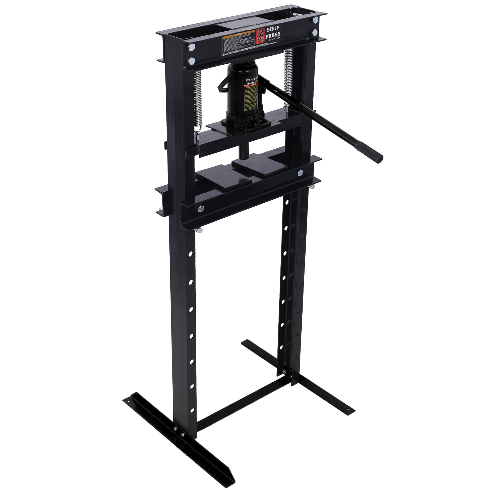 Aukfa 12 -Ton Hydraulic Shop Press with Press Plates, H-Frame Garage Floor Press, Black