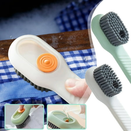 

WGOUP Soft Bristle Cleaning Brush Press Type Automatic Liquid Adding Brush Household Shoes Brush For Student Green(Buy 2 Get 1 Free)
