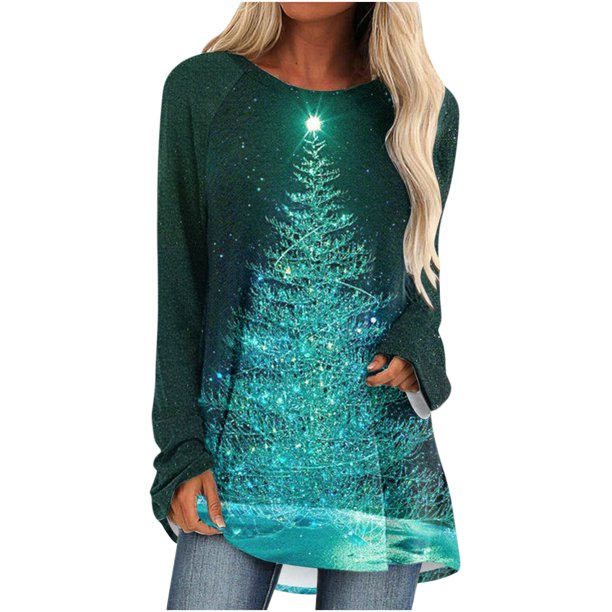 Mujeres moda casual manga larga cuello redondo tops blusa suelta camisas impresas Pompotops FGAJ12018