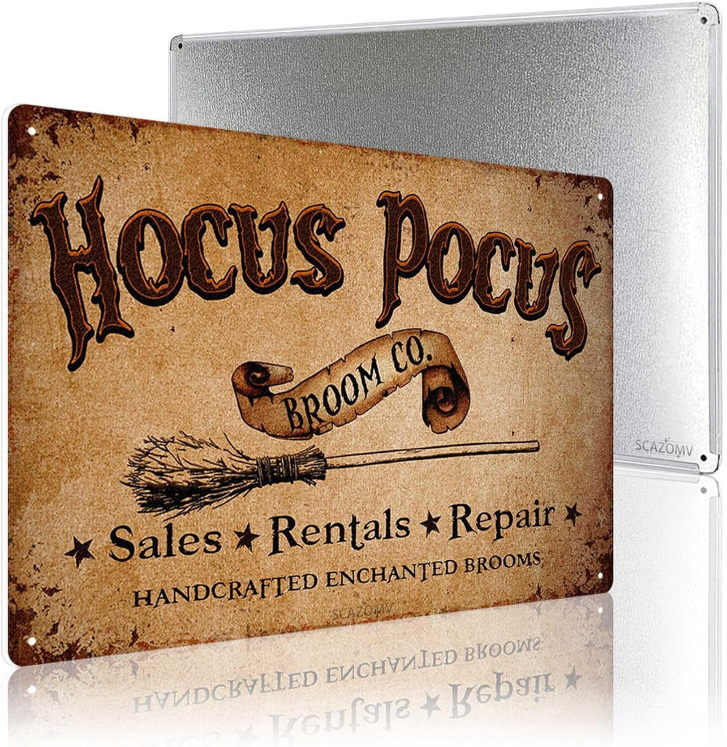 Witch's Home Rules Tin Sign - 8x12 Inch Halloween Witch Wall Art, Vintage Metal Decor For Cafe, Bar, Home