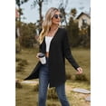 thumbnail image 2 of Anbech Solid Color Women's Cardigan Open Front Shirt with Pockets Long Sleeve Button Design Outwear, 2 of 8
