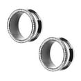 thumbnail image 2 of Pair of Large Gauge Surgical Steel Screw-Fit Ear Plug with Clear CZ Jewels, 2 of 2