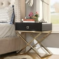 thumbnail image 2 of Posh Living Brianna 1-Drawer Nightstand with X-Metal Legs in Black/Gold, 2 of 9
