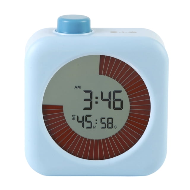 TFixol Blue Mechanical Visual Timer with 60-Minute Countdown, Snooze Function, One-Touch Off, 12/24-Hour Clock for Kids' Learning & Kitchen Time Management (Batteries Not Included)