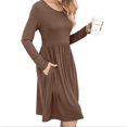 thumbnail image 2 of Vestido casual de manga larga con bolsillos para mujer Vestido suelto$ Vestido de manga larga con bolsillos y cuello redondo de color puro de otoño$ Vestido casual de manga larga con, 2 of 2