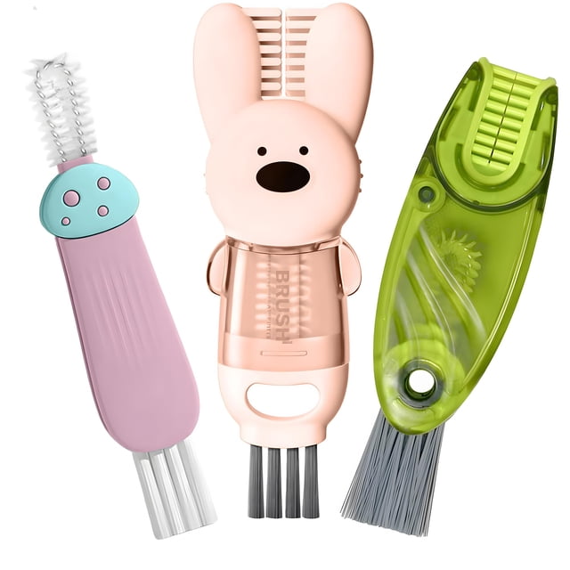 Juego de cepillos de limpieza para tapas de tazas ANSOTHIN Multifunctional Pink