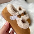 thumbnail image 4 of Bxsruta Girls Mary Janes Fluffy Faux Shearling Lined Flat Shoes Buckle Strap Casual Walking Shoes, 4 of 8