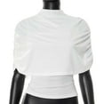 thumbnail image 3 of Ruched Sleeve Cape Top (S, White), 3 of 4