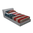 thumbnail image 2 of Ambesonne American Flag Fitted Sheet & Pillow Sham Set, US Flag Plate, Twin, Red Grey, 2 of 2