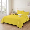 thumbnail image 2 of Twin Quilt Set 68''x86'', Yellow Lightweight Summer Bedspread Coverlet Set with 2 Pillow Shams, Pure Yellow Breathable All Season Quilt Bedding for Dorm/Bedroom, 2 of 9