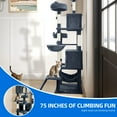 thumbnail image 6 of Uforic 75"Large Cat Tree Tower  Multi Level Play Tower Condo  with  Sisal Ramp, Scratching Posts & Cozy Basket Hammocks, Dark Gray, 6 of 9