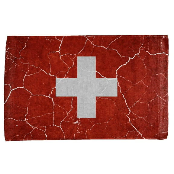 Distressed Swiss Flag All Over Hand Towel