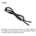 thumbnail image 3 of Uxcell Phone Extension Cord 3.28FT Telephone Cable Phone Line Cord RJ11 6P4C Plugs Black 3pcs, 3 of 5