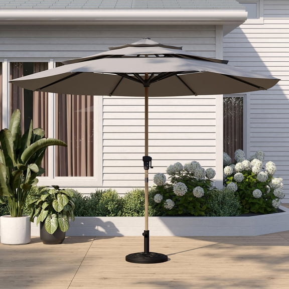 Better Homes & Gardens 10 ft. Round 3-Tier Market Patio Umbrella, Taupe