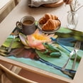 thumbnail image 3 of Summer Lotus Placemats Set of 8, Flowers Frogs Dragonflies Animal Non-Slip Place Mats Washable Table Mats for Kitchen Dining Table Decorations Indoor/Outdoor, 3 of 9