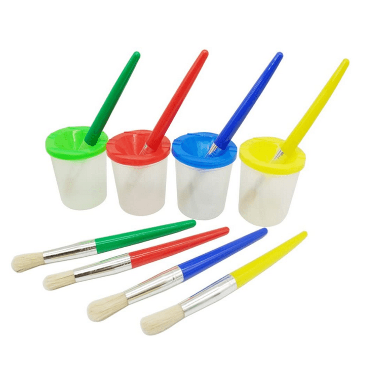 4 Pieces Spill Proof Paint Cups with Lids for Kids Toddlers Children Drawing