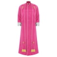 thumbnail image 5 of iiniim Men's Priest Robe with Gold Trim and Cross Front Zip Stand Collar Long Sleeve for Church Worship Pink M, 5 of 7