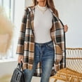 thumbnail image 4 of hoksml Women's Fall Coats Mid-Length Plaid Hooded Zip-Up Cardigan Jackets Relaxed Fit with Pockets, 4 of 6