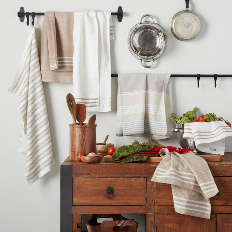 Kitchen Linen Set of 6 Tea Towels - Off Black