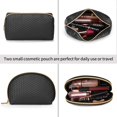 thumbnail image 4 of Women’S 3-Piece Cosmetic Bag Set, Large, Waterproof Travel Toiletry Bag Polyurethane, Black, 4 of 5