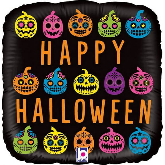Halloween Pumpkin Sugar Skull 18" Balloon, 1ct