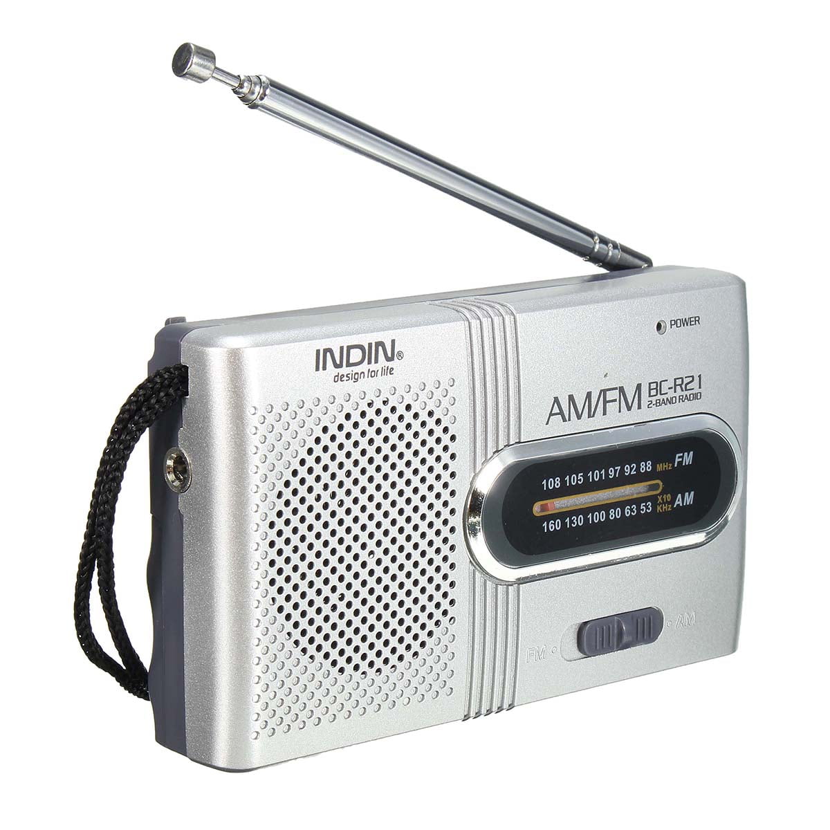 INDIN BC-R21 AM//FM Mini Portable Telescopic Antenna Radio Pocket Speaker Outdoor
