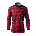 thumbnail image 3 of PEASKJP Mens Shirts Men's Slim-Fit Long-Sleeve Button Down Plaid Flannel Shirt,Red XXXXL, 3 of 5