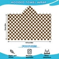 thumbnail image 2 of Brown and White Checkerboard Pattern Hooded Bath Towel，50"x30" for Ages 3 To 12 Kids, Quick Dry Lightweight Soft Microfiber Hood Beach Towel Cover Up for Kids, 2 of 7