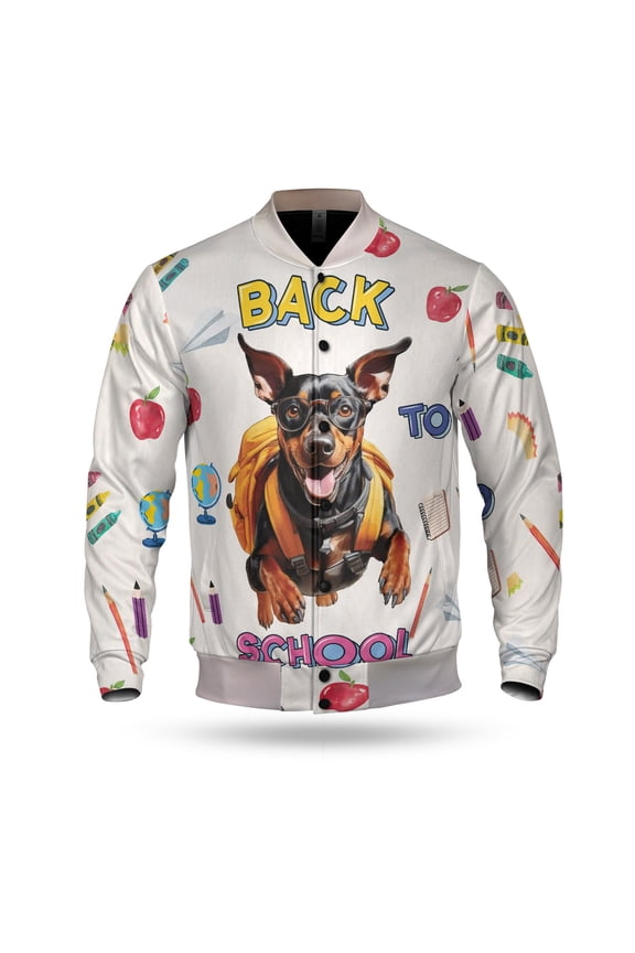 Back to School Cute Doberman Pinscher All Over Print 3D Baseball Jacket Doberman Dog Lover Gifts Bomber Jacket Softball - 13010