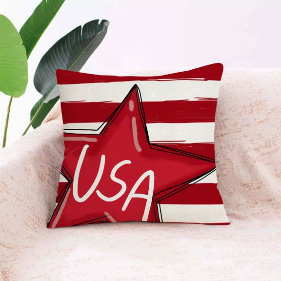 4th of July Pillow Covers 18x18 Memorial Day Patriotic Pillow Covers Holiday American Flag Blue Red Stars Outdoor Decorative Pillowcase Cushion Cover for Independence Day Home Couch Sofa