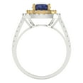 thumbnail image 4 of Clara Pucci 14K White/Yellow Gold 1.61ct BlueSapphire Halo Ring for Women, 4 of 8