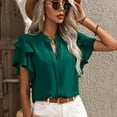 thumbnail image 5 of Womens Dressy Casual Tops Ruffle Short Sleeve V Neck Shirts Elegant Business Work Blouse, 5 of 5