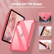 Fintie Clear Case for iPad (A16) 11th Generation 11 Inch (2025), iPad 10th Generation 10.9 Inch (2022), Crystal Transparent Back Cover with Pencil Holder, Auto Wake/ Sleep, Pink