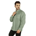thumbnail image 4 of Bestman Solid Long Sleeve Shirt For Mens Front Double Button Placket Chinese Collar Shirt, 4 of 7