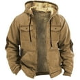 thumbnail image 1 of Men's Winter Hooded Jacket Long Sleeve Padded Coat Warm Outdoor Pockets Plus Size Sweatshirt Comfortable Casual Clothes, 1 of 2