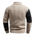 thumbnail image 3 of Miluxas Men's Casual Color Block Knit Sweater Long Sleeve Crew Neck Pullover Fashion Comfortable Knitwear Top Gray, 3 of 4