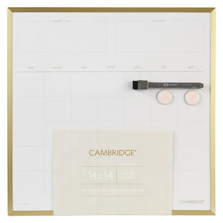 Cambridge Work-Style Dry Erase Calendar Board, 14" x 14" (Q051414AWS-WMT-R)