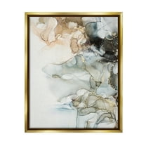 Stupell Industries Soft Ripples Abstraction Abstract Painting Gold Floater Framed Art Print Wall Art, 17 x 21