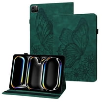 XYX Case for iPad Pro 11 2024 Release A2837 11 inch, Retro Butterfly Slim Folio Stand Cover (Green)