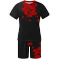 thumbnail image 4 of Honeeladyy Men's 2 Pieces Short Sets Cotton Henley Shirts Short Sleeve Casual Beach Shorts Summer Yoga Outfits #Mc-Black-M, 4 of 5