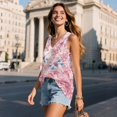 thumbnail image 3 of FUIALDOLG Womens Sleeveless Tops Cherry Blossom Dragonfly Tank Tops Pink Floral Pleated Tunic Shirts Basic Blouse V Neck T-shirt Trendy Lady Summer Outfits,2XL, 3 of 7