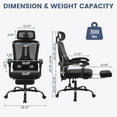 thumbnail image 5 of Ergonomic Office Chair with Footrest, Adjustable Lumbar Support and Headrest, High Back Mesh Executive Computer Chair with 360-Degree Swivel Black, 5 of 7