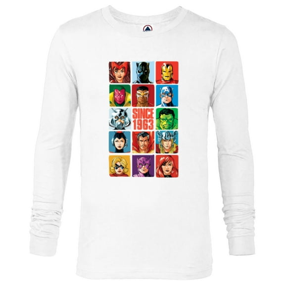 Marvel Avengers 60th Anniversary Since 1963 Classic Grid- Long Sleeve T-Shirt for Men - Customized-White
