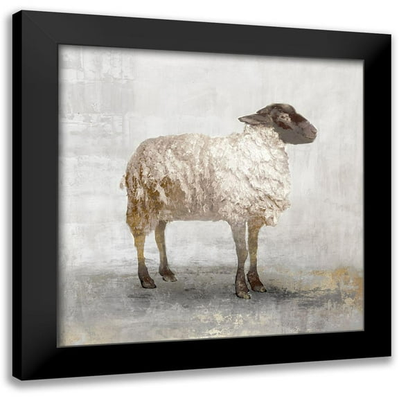 Pi Studio 12x12 Black Modern Framed Museum Art Print Titled - Rustic White Sheep