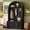 Black + MDF + Primary Living Space, variant on Mid-Century Hall Tree with Fluted Door, 5 Metal Hooks - Farmhouse Mudroom Bench, Walnut
