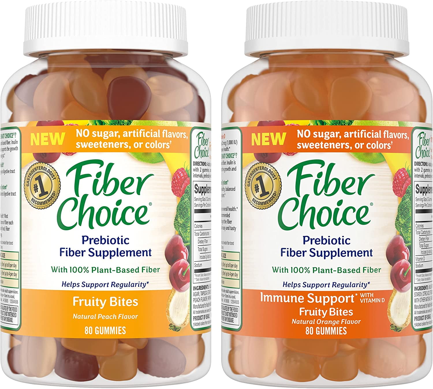 Fiber Choice Prebiotic Fiber Supplement Gummies Variety Pack, 1 Peach ...
