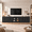 Black Grey, variant on 3-Piece Arched Entertainment Center for TVs up to 100", 2 Glass Door Accent Cabinets & 4-Door Media Console, Modular TV Wall Unit for Living Room, Cream Beige